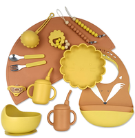 Plaque en Silicone de qualité alimentaire pour bébé, prix d'usine, avec ensemble de cuillères et fourchettes en bois, Logo personnalisé RTS Low quantité minimale de commande