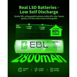 Para Pilas Recargables EBL AA de 2800 mAh, Calidad Ready2Charge, Paquete de 16 Unidades, Capacidades de 600 mAh, 1800 mAh, 1000 mAh y 2000 mAh, 1.2 V - Product Image 5