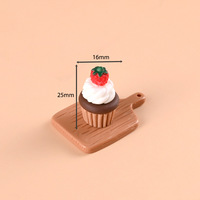 Miniature en résine 3D en forme de gâteau de fraise, décoration artisanale, charme, bricolage, imperméable
