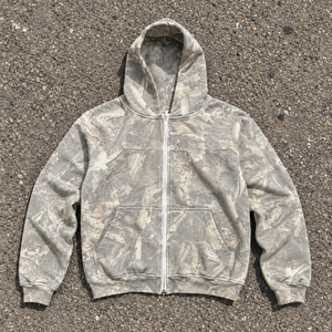 Felpa con Cappuccio Oversize in Cotone Pesante con Stampa Mimetica Personalizzata, Stile Vintage Streetwear, Produzione all'Ingrosso - Product Image 1