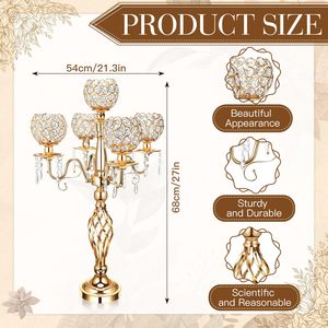 Candelabro a 5 Bracci in Cristallo Impermeabile, Centrotavola per Matrimoni e Natale, Portacandele - Product Image 2