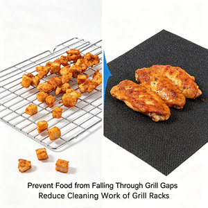 Pas cher <span class=keywords><strong>Prix</strong></span> Résistant À La Chaleur Ignifuge Charbon <span class=keywords><strong>De</strong></span> <span class=keywords><strong>Verre</strong></span> Antiadhésif BBQ Grill Tapis Réutilisable Tapis <span class=keywords><strong>De</strong></span> Cuisson Four Doublure - Product Image 4