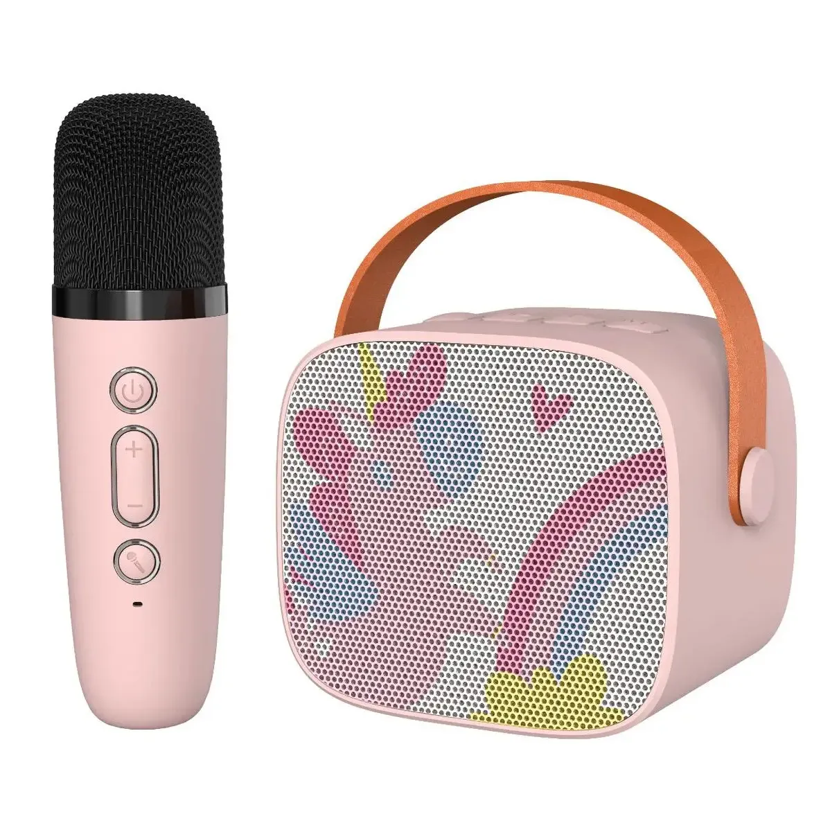 Oem sevimli çocuklar Karaoke makinesi pembe bir mikrofon ve çeşitli fonksiyonları ile çocuklar kızlar için pembe