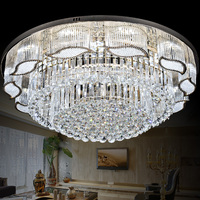 Lustre à Led rond doré, décoration classique, hôtel, café, cristal, Restaurant, plafonnier suspendu