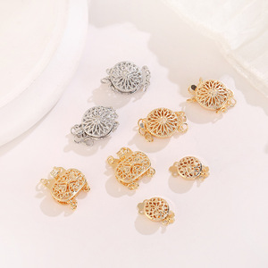 Copper Openwork Turtle Clasp Small Gold Silver Plated DIY Jewelry Findings for Bracelets Necklaces - Product Image 1