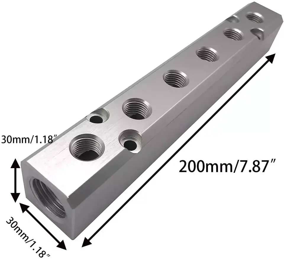 303 Aço Inoxidável Latão Polipropileno Nylon Pneumadyne Estação Inline Manifolds com 1/4 ou 3/8 NPT (F) Portas