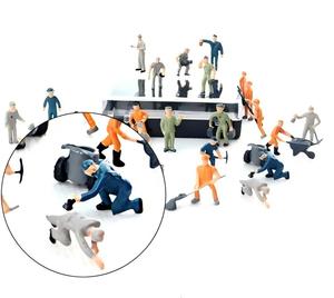 Figurines de travailleurs ferroviaires <span class=keywords><strong>miniatures</strong></span> à l'échelle 1:87, lot de figurines humaines en plastique colorées pour le décor de table de sable ferroviaire - Product Image 5