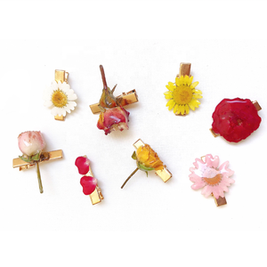 Accessoires d'été en résine de designer coréen personnalisé élégant mignon fait à la main vraie fleur pinces à <span class=keywords><strong>cheveux</strong></span> - Product Image 2
