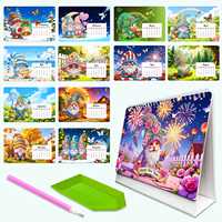 Calendrier de bureau 5D Diamond Painting 2027, kit de bricolage avec stylo de pose et plateau, décoration de maison et de bureau pour le Nouvel An, cadeau de fêtes