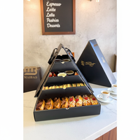 Boîte d'emballage alimentaire en forme de pyramide pour pâtisseries, plateau de service à partager, emballage traiteur en carton, boîte pyramide pour gâteaux, desserts et plateaux de collations