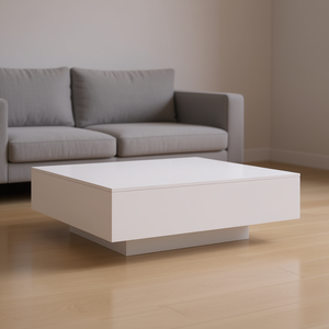 Tavolino da Caffè in Legno Ingegnerizzato Bianco 39,4 X 39,4 X 12,2 Pollici, Arredamento Minimalista Moderno per Soggiorno - Product Image 2