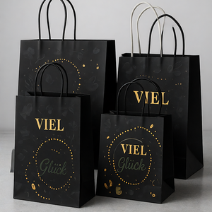 Sacchetti di Carta Neri di Lusso con Logo Personalizzato, Stile Lucido e Brillante, <span class=keywords><strong>Borse</strong></span> Regalo per Abbigliamento e Scarpe con Design Professionale - Product Image 1