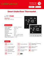Termostato Inteligente Digital Programable Comfurter 16A 20A Tuya para Calefacción por Suelo Radiante, Termostato de Habitación con Wifi