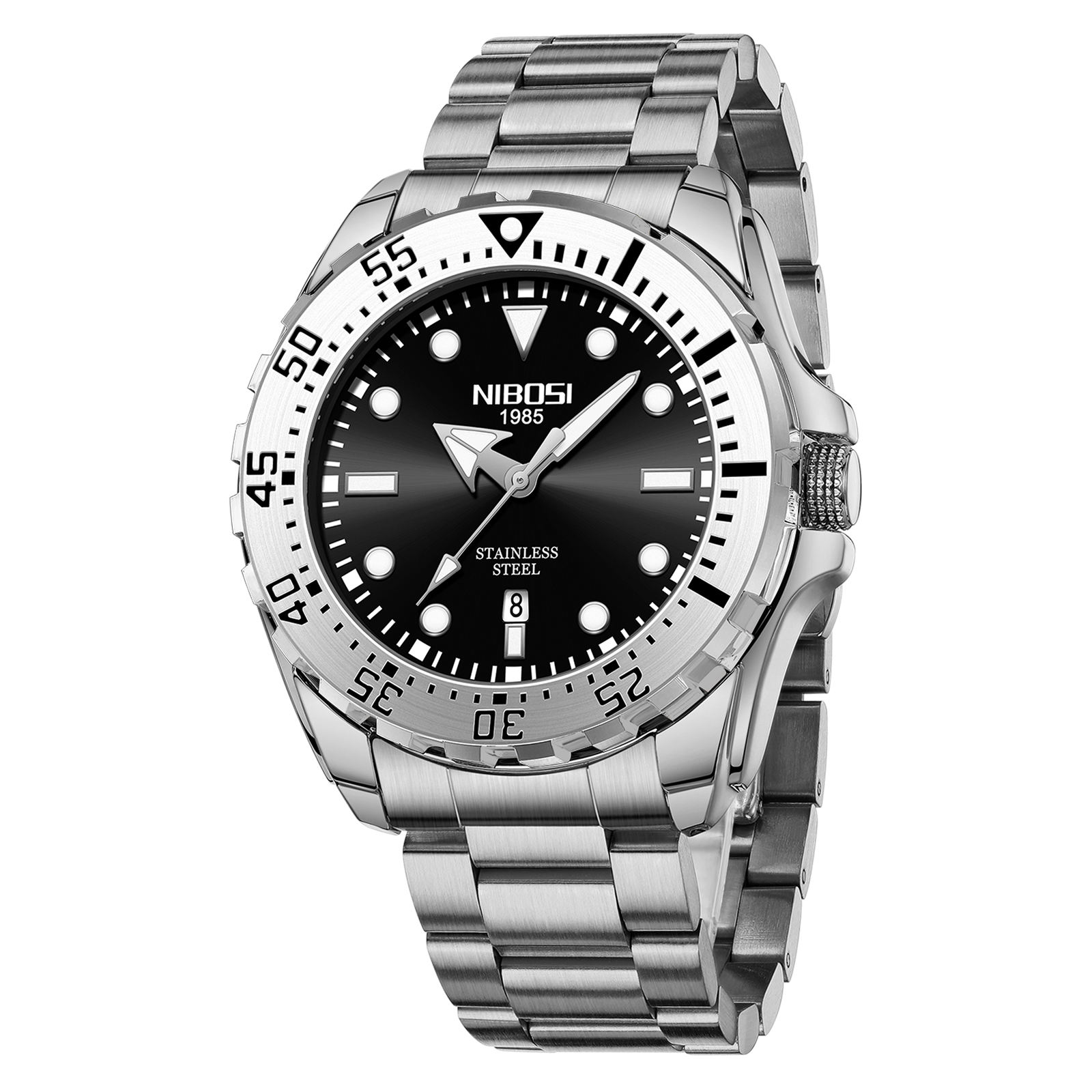 NIBOSI 2616 da uomo con catena in acciaio inox movimento al quarzo
