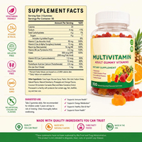 Pour hommes, femmes et enfants |   3 saveurs naturelles |   Vitamines C, B3, B12, Biotine, Zinc, Gummies véganes