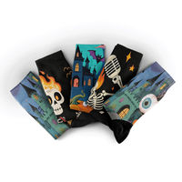 Chaussettes d'Halloween pour hommes, chaussettes imprimées punk, chaussettes de fête avec motifs citrouille et fantôme, hiver