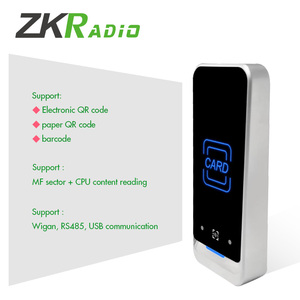 Lector ZKRADIO montado en la pared QR + <span class=keywords><strong>RFID</strong></span> 2-In con salida WG26/34 y RS485 para sistema de control de acceso - Product Image 3