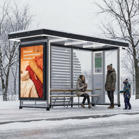 Parada de Autobús Inteligente Rectangular para Exteriores con Energía Solar, Pantalla LCD Publicitaria a Todo Color (3000 Lúmenes) y Banco