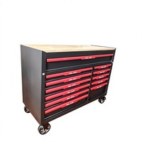 Chariot à outils en acier laminé à froid avec 12 tiroirs, dessus en bois et verrouillage central pour usine
