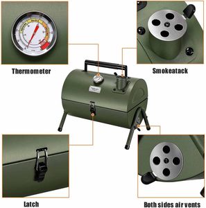 Parrilla Portátil Mini de Carbón para Asar y Ahumar, Pequeña Parrilla de Mesa con Termómetro para Acampar al Aire Libre y Jardín - Product Image 3
