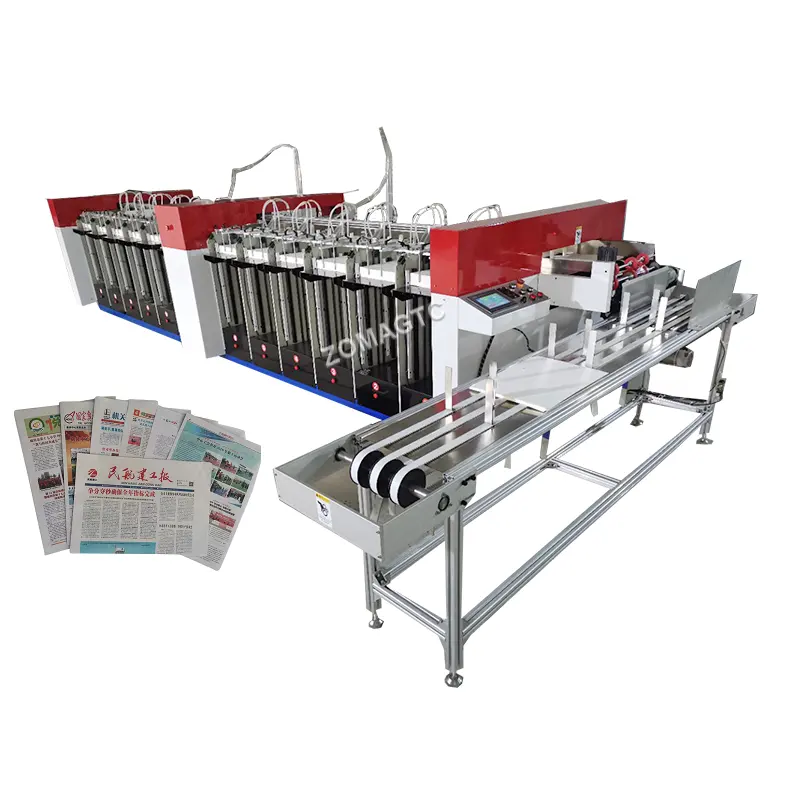 Máquina de colador de papel automático de alta velocidad, 4-24 articulaciones, calendario de periódico, máquina de recolección de collares de papel horizontal
