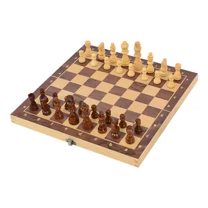 अनुकूलन 15 ''चुंबकीय लकड़ी शतरंज खेल सेट अनुकूलित तह बोर्ड Chessmen भंडारण स्लॉट शतरंज सेट क्लासिक बोर्ड खेल
