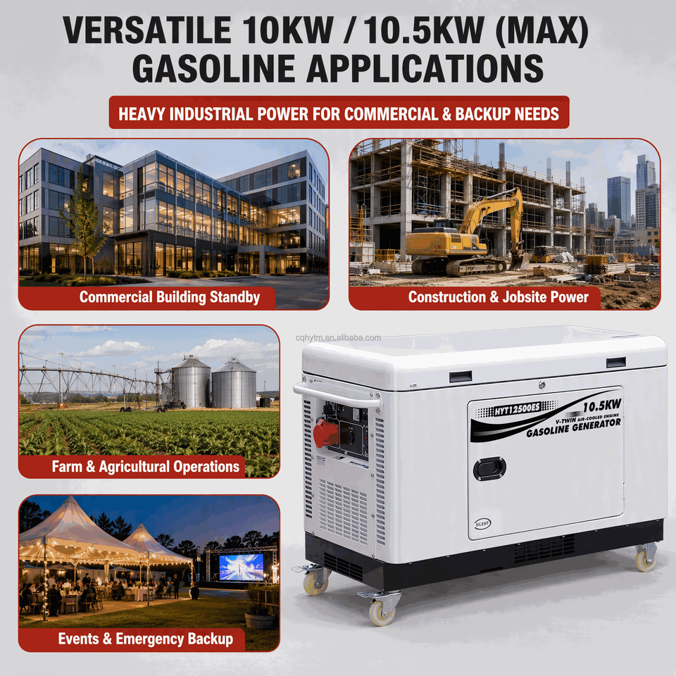 HYT12500ES 10kW Gasoline Generator 10.5kW Max 720cc V-Twin Air-Cooled ...