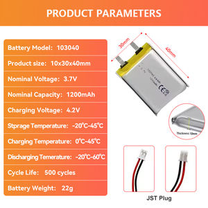 Перезаряжаемые OEM ODM 3,7 В литий-полимерные Lipo-элементы 1200 мАч LiIon <span class=keywords><strong>Pouch</strong></span> батарейки 103040 103450 350829 402030 серии 502030 - Product Image 3
