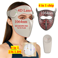 AQSHE CS-001 Laser 4D 103mW/cm² Masque Facial Portable en Silicone Souple 460/660/850/1064nm Thérapie Photonique pour Soins de la Peau