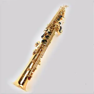 Hoge Kwaliteit Sopraan B-Flat Saxofoon Is Geschilderd Goud