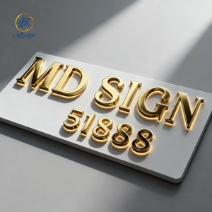 Lettre dorée 3D rétroéclairée par LED avec panneau arrière, signalétique LED intérieure, logo mural LED personnalisé, panneau signalétique commercial pour salon, enseigne murale pour boutique - Product Image 5