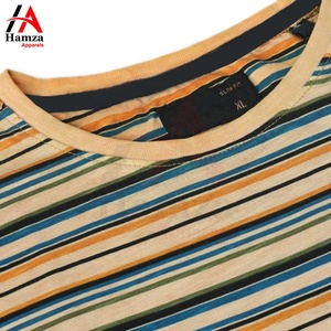 Camiseta informal a rayas para hombre en amarillo y verde, camisetas elegantes y cómodas de manga corta para hombre de Hamza Apparels - Product Image 3