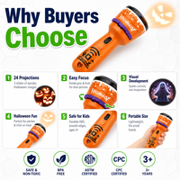 Lampe torche de projection d'Halloween avec 24 images, jouet éducatif pour enfants, découverte visuelle, idéal pour les fêtes, déguisements ou friandises, cadeau éducatif