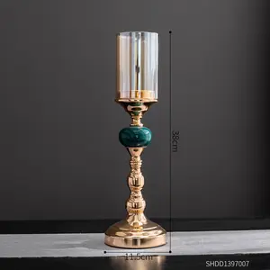 Decoración del hogar, portavelas de cristal para sala de estar, vasos para velas, centros de mesa de boda, candelabros de Metal dorado