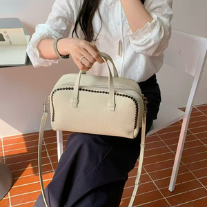 Nouveaux sacs à main pour femmes en cuir de vachette pleine fleur, sacs Boston, sacs décontractés à la mode, sacs pour femmes en cuir véritable tissé à la main - Product Image 6
