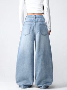 Jeans personnalisés pour femmes, style Y2K rétro, décontractés, amples, de haute qualité, avec broderies florales et plusieurs poches - Product Image 4