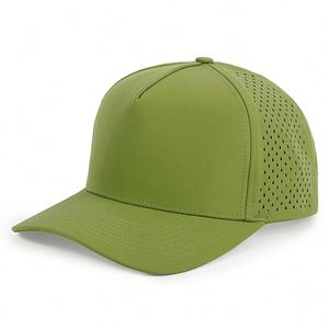 Casquette de baseball snapback unie à séchage rapide, style trucker, 5 panneaux, perforée au laser, pour l'extérieur, le golf et l'été - Product Image 1