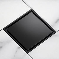 Carrelage de douche carré en acier inoxydable avec grille invisible, égouttoir brossé pour salle de bain
