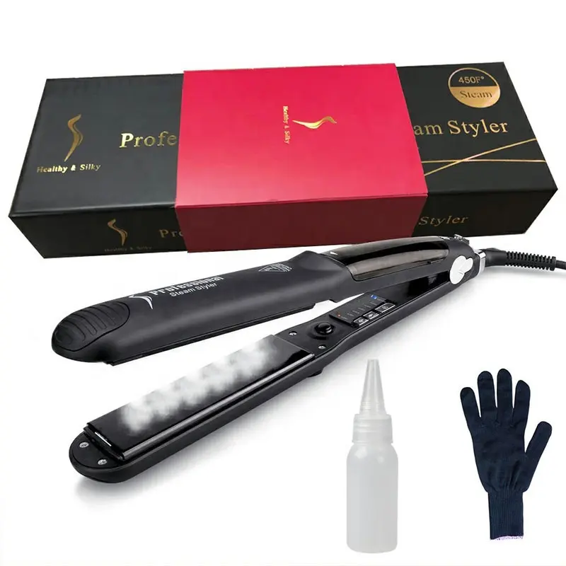 Popular Professional LED Water Vapor Steam Pod 450 Temperature PTC Styler Steampod Hair Straightener