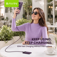 Câble de charge rapide BAVIN 60W PD Type C vers Type C 1M Câble de données tressé Câble USB pour ordinateur portable tablette smartphone PC universel
