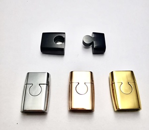 Vòng Đeo Tay Phẳng Mới Sắp Ra Mắt Có Lỗ BMZ 6*2.<span class=keywords><strong>5</strong></span> <span class=keywords><strong>Mm</strong></span> Vòng Đeo Tay Màu Đen Vòng Đeo Tay Bằng Da Bện Bằng Thép Không Gỉ Móc Cài - Product Image 2