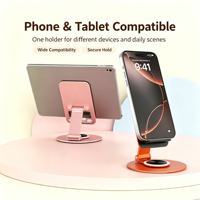 Support de téléphone pliable pour bureau, rotatif à 360°, double charnière, réglable, rose et bleu, cadeau pour filles, pour téléphones et tablettes