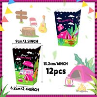 12 boîtes de faveur pour fête de glamping roses, boîtes à popcorn pour fête de glamping, décorations et fournitures pour fête de camping pour filles