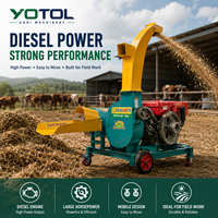Machine à hacher l'ensilage multifonctionnelle 3 en 1 à moteur diesel, coupe-foin, hacheuse d'aliments pour animaux, broyeur de paille de maïs