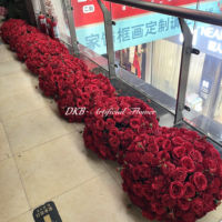 Boules de roses de luxe pour centres de table de mariage, personnalisables, fleurs artificielles rouges, fleurs en soie, vente en gros de boules de fleurs