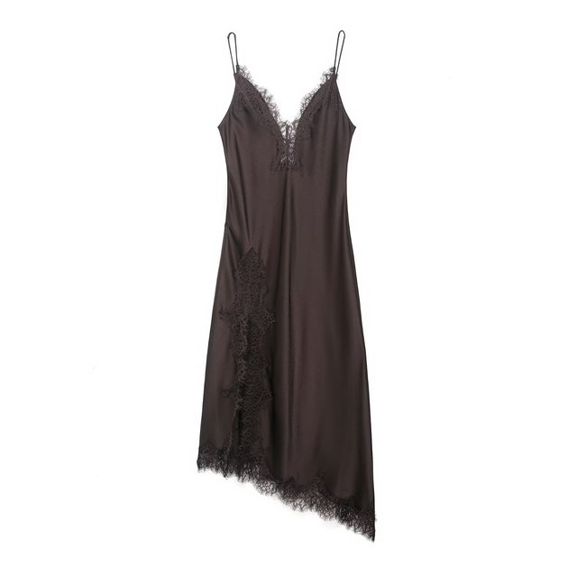 Women's 2025 new casual fashion temperament lace decorative midi dress retro women's chic sleeveless dress.