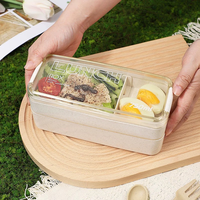 Nueva Idea de Producto 2025, Lonchera Bento de Plástico Ecológico de Triple Nivel, Portátil, Hermética, Apta para Microondas, con Logotipo Personalizado, 900 ml