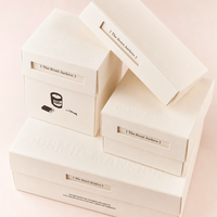 Boîte cadeau de parfum personnalisée avec fenêtre, étiquette d'archives, gaufrage, carton ivoire, doublure noire, logo personnalisé, OEM