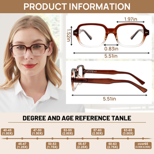 Lunettes <span class=keywords><strong>de</strong></span> lecture carrées rétro pour femmes, charnières flexibles à ressort, plaquettes nasales confortables, lunettes <span class=keywords><strong>de</strong></span> <span class=keywords><strong>presbytie</strong></span> avec plusieurs dioptries - Product Image 6