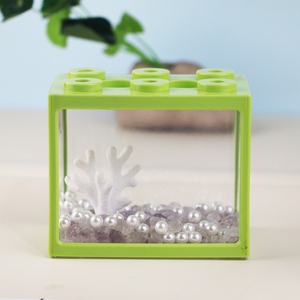 Magnifique petit aquarium pour poissons rouges, petit aquarium de bureau, arrangement en blocs, aquarium transparent à 6 trous, accessoires pour aquarium - Product Image 6